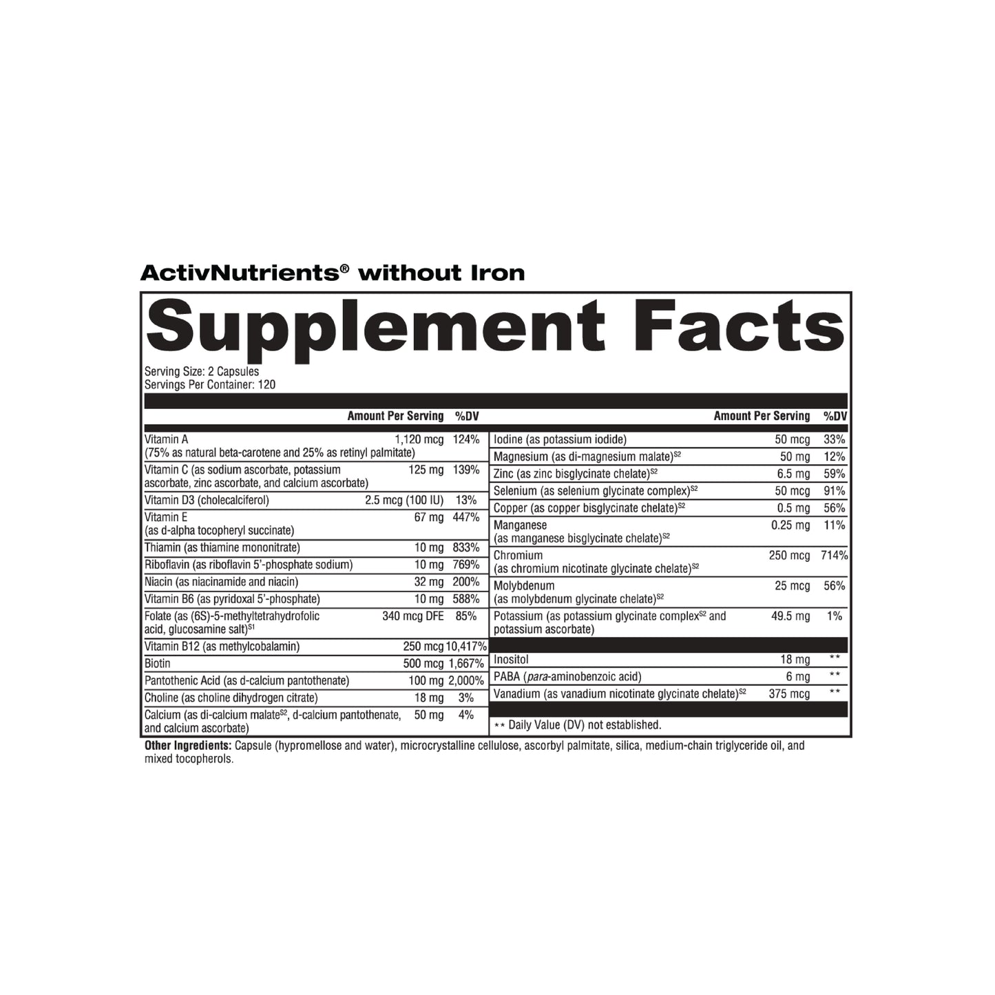 ActivNut w/o Fe 240 - Multivitamin Without Iron, 240 Capsules